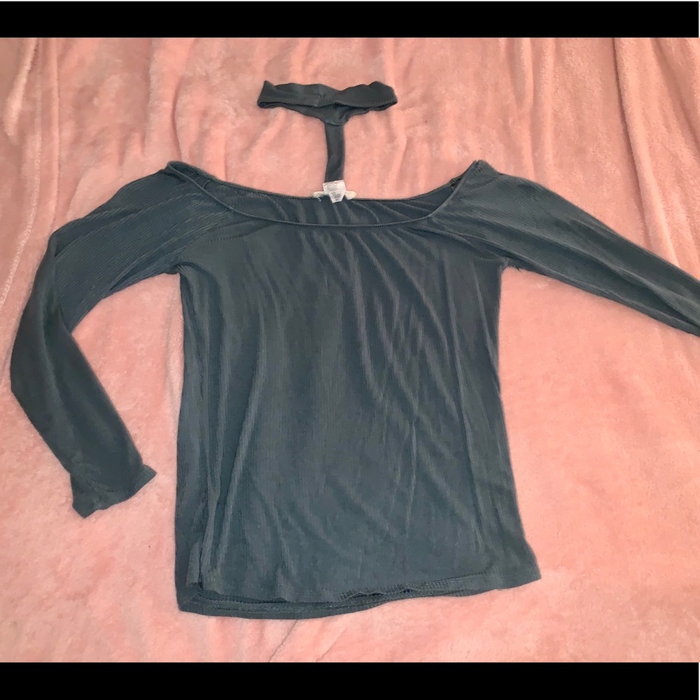 long sleeve off the shoulder tee